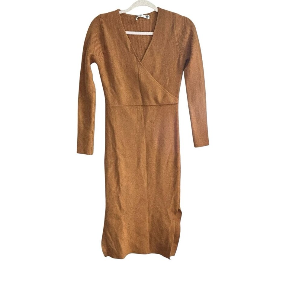 Knit Sweater dress classic wrap Midi Minimalist City modest minimalist preppy - Picture 5 of 13